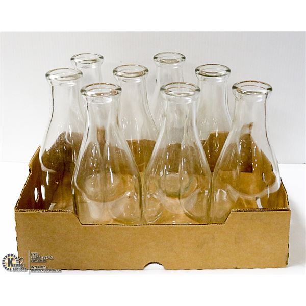 ANTIQUE 8 PCS MILK BOTTLES ONE IS STAMPED NADP