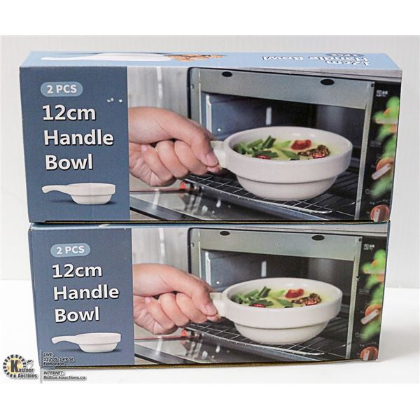 4 NEW SOUP BOWLS WITH HANDLES