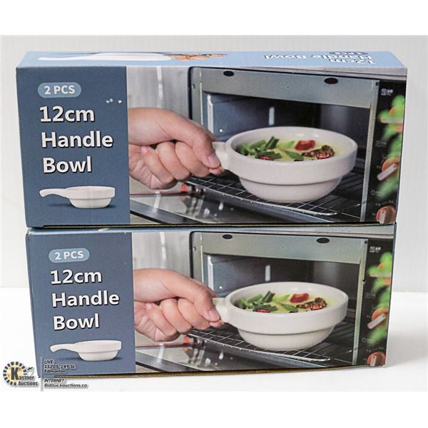 4 NEW SOUP BOWLS WITH HANDLES