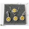 Image 1 : AMBER ZIRCON 3PCS FASHION SET NECKLACE, RING SZ 7