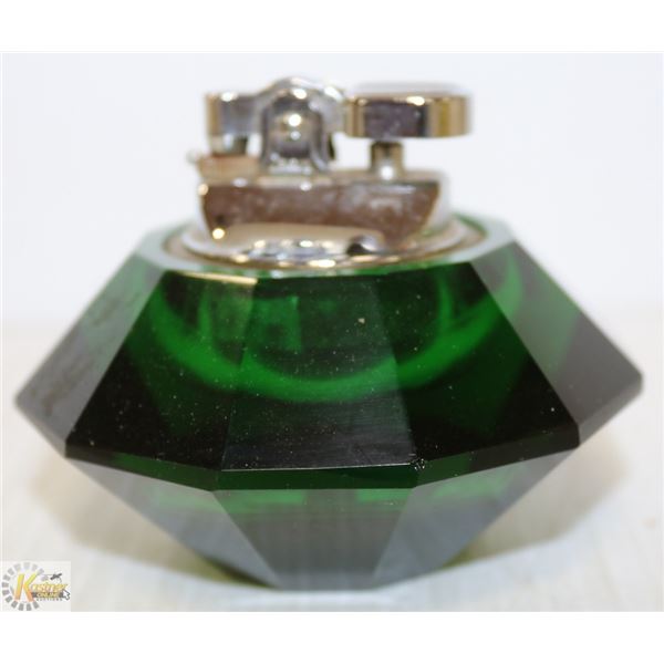 1950'S HEAVY CRYSTAL GLASS DIAMOND CUT LIGHTER