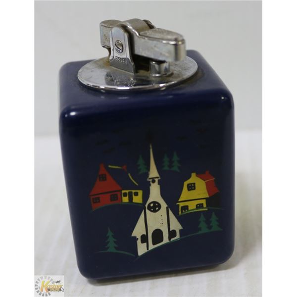 1960'S FISHER LIGHTER "FLAIR" HAND PAINTED BLUE