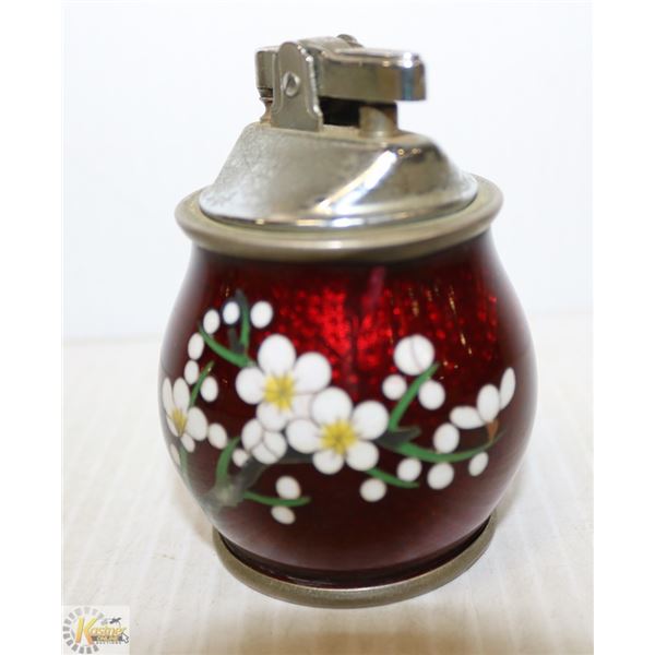 1950'S HAND GRANADE STYLE LIGHTER RED GLASS PAINT