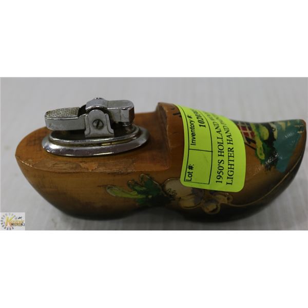 1950'S HOLLAND WOOD SHOE LIGHTER HAND PAINTED