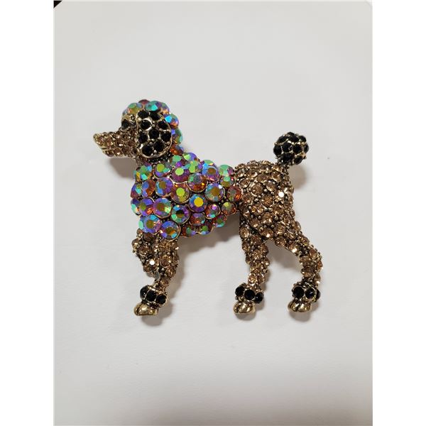 FRENCH POODLE RHINESTONE BROOCH