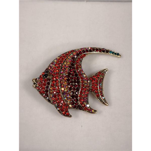 LARGE FIN FISH RHINESTONE BROOCH