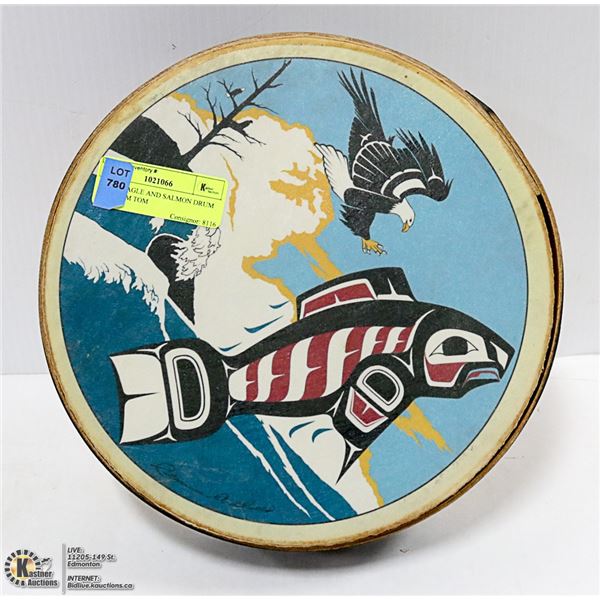 HAIDA EAGLE AND SALMON DRUM WITH TOM TOM