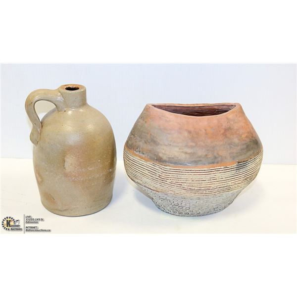 VINTAGE SOUTHERN ALBERTA STONEWARE JUG AND VASE
