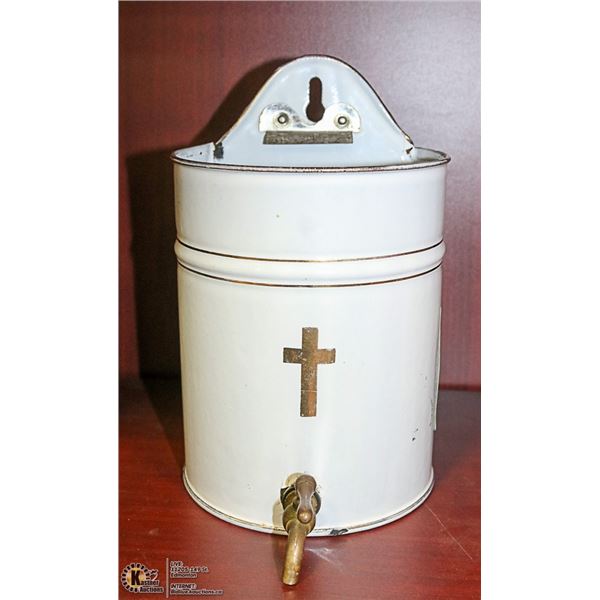 ANTIQUE ENAMAL HOLY WATER WALL MOUNT CONTAINER
