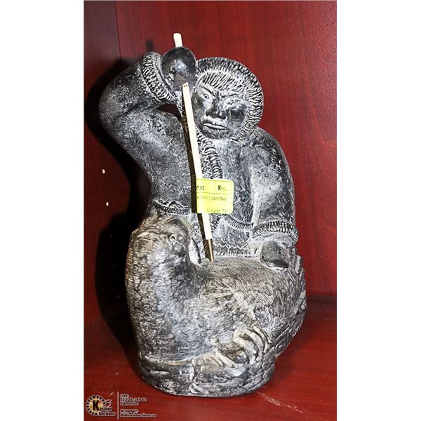 SOAP STONE CARVING BY "WE" ARTIST, SEAL HUNT