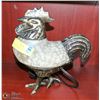 Image 1 : VINTAGE BRASS AND FROSTED GLASS CHICKEN LAMP