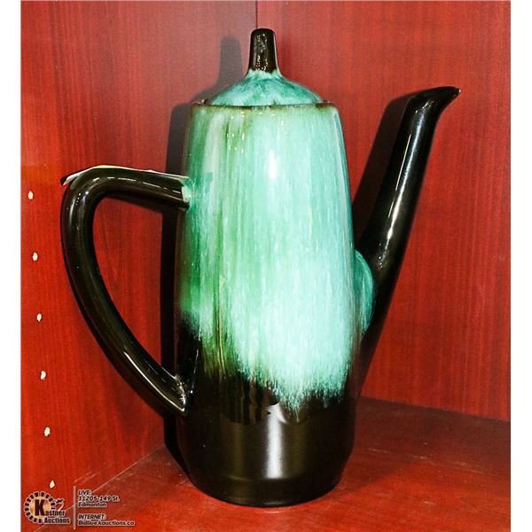 LARGE BLUE MOUNTAIN POTTERY TEA POT 11 INCHES TALL