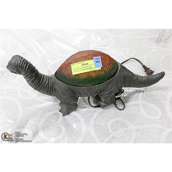 VINTAGE STAINED GLASS DINOSAUR LAMP (WORKING)