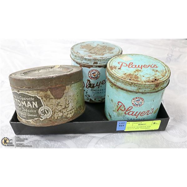 3 VINTAGE CIGARETTE AND TOBACCO TINS - OTTOMAN
