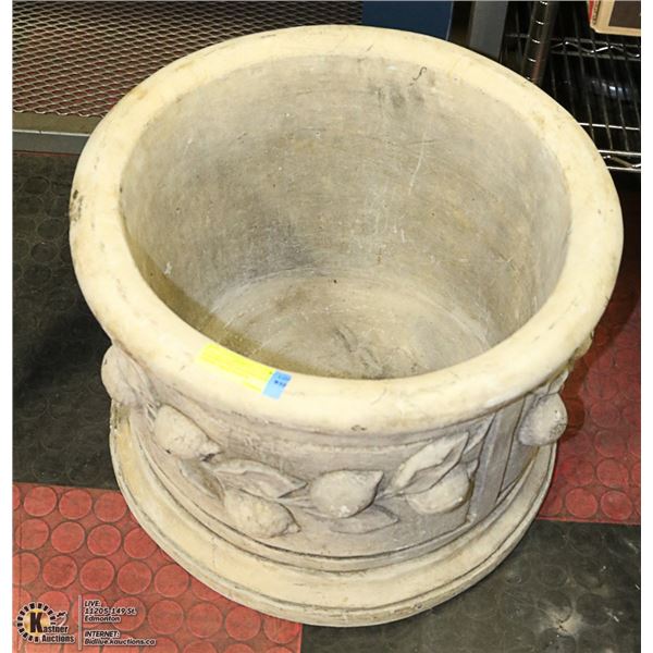 CONCRETE POT, USED FOR GLASS COFFEE TABLE, PLANTS,
