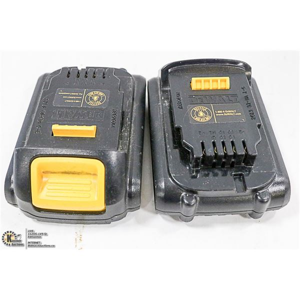 SETOF 2 DEWALT 20V MAX LITHIUM BATTERIES