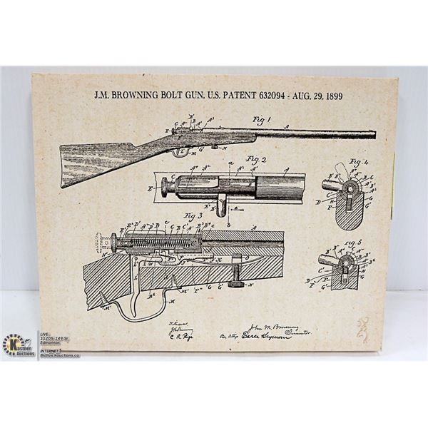 BROWNING BOLT GUN CANVAS PICTURE
