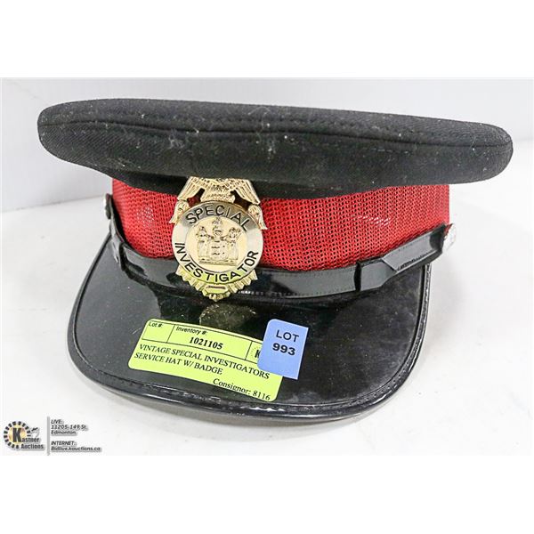 VINTAGE SPECIAL INVESTIGATORS SERVICE HAT W/ BADGE