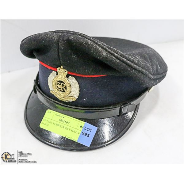 VINTAGE RCMP SERVICE HAT WITH BADGE