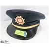 Image 1 : VINTAGE FIREMANS SERVICE HAT WITH BADGE