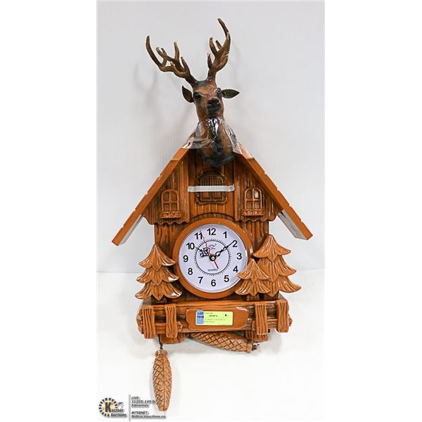 FOREST CUCKOO CLOCK WITH LARGE DEER HEAD