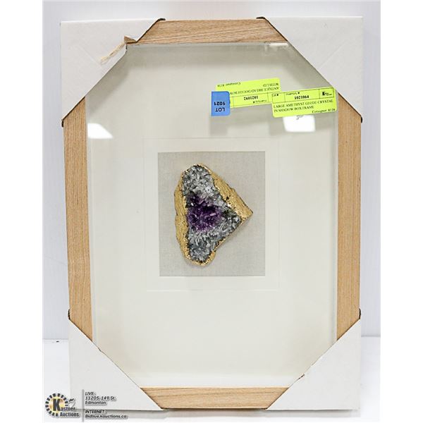 LARGE AMETHYST GEODE CRYSTAL IN SHADOW BOX FRAME