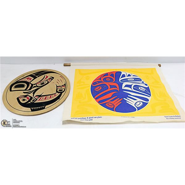 HAIDA CANVAS PICTURE AND SALMON PLAQUE