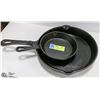 Image 1 : LARGE & SMALL CAST IRON FRY PANS VINTAGE TREATED