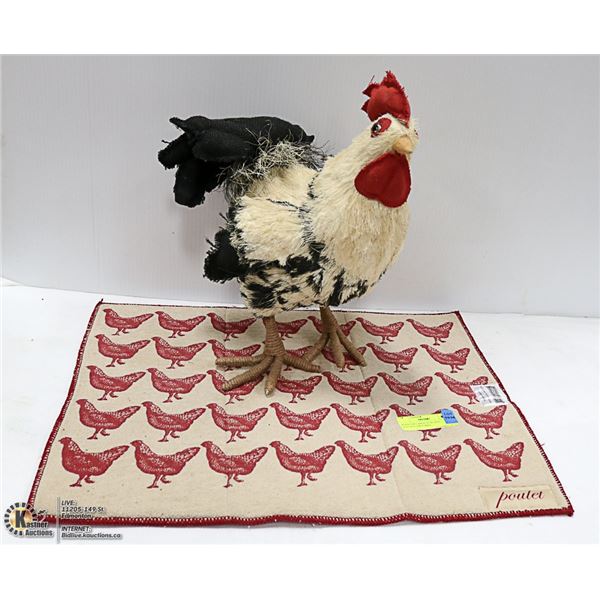 ROOSTER LARGE JUTE AND KITCHEN DRIP MAT