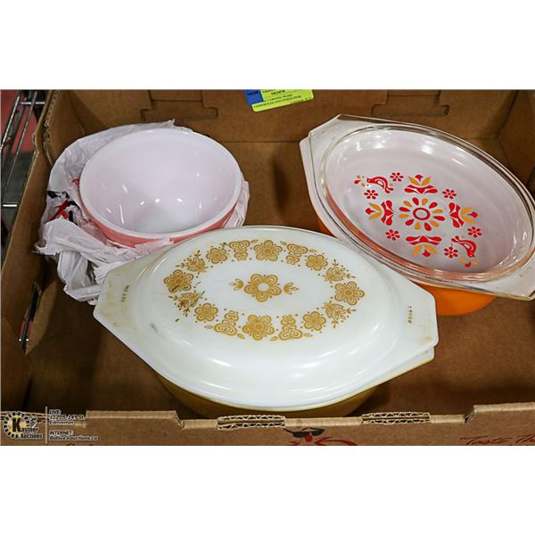VINTAGE CORNING WARE CASSEROLES AND PYREX PINK