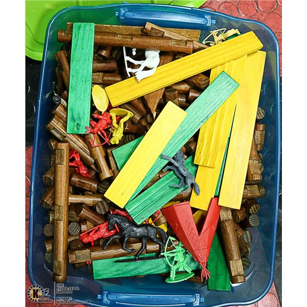 LINCOLN LOGS LARGE BIN FULL VINTAGE