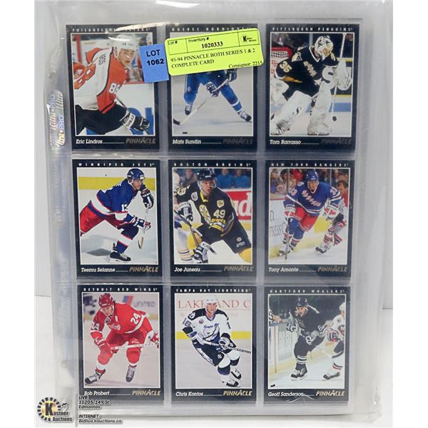 93-94 PINNACLE BOTH SERIES 1 & 2 COMPLETE CARD
