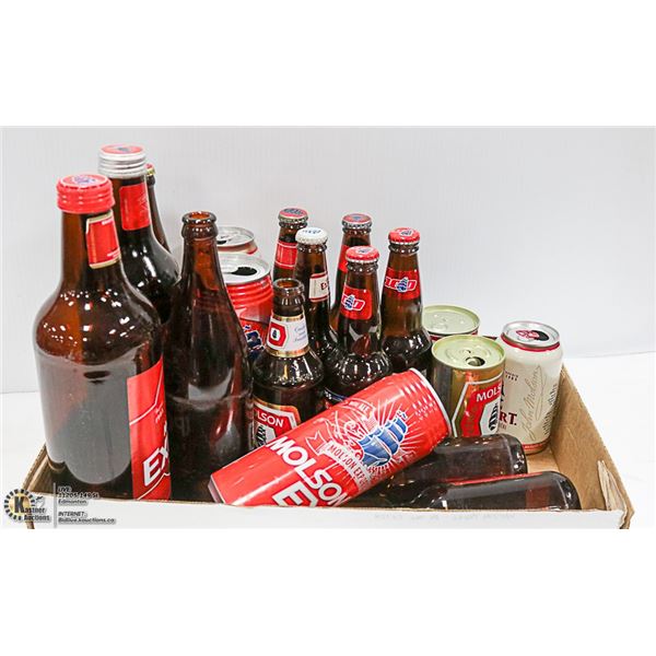 FLAT OF 50S-80S MOLSON EXPORT BEER CANS/BOTTLES