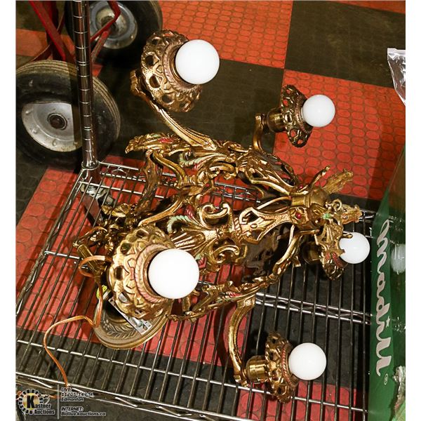 1920'S RE-WIRED WORKING BRASS CHANDELIER