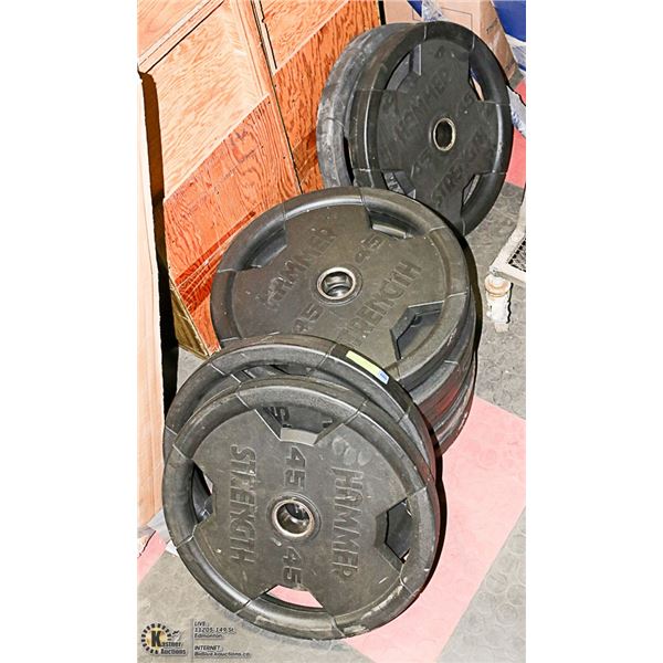 LOT OF 10 HAMMER STRENGHT 45LB WEIGHTS