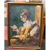 Image 1 : FRAMED NEEDLEWORK - LADY READING A BOOK