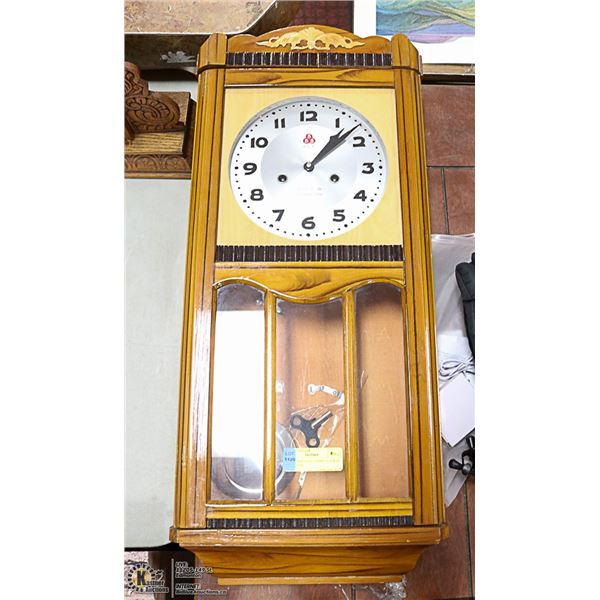 31 DAY SHANGHAI CHIME CLOCK IN WOOD CASE