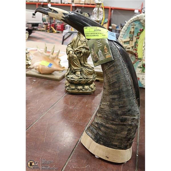 HAND CARVED BUFFALO HORN/CRANBROOK REGION