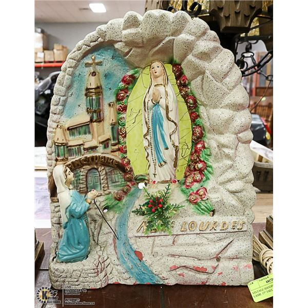 VINTAGE HANDPAINTED RELIGIOUS LAMP, 17" TALL