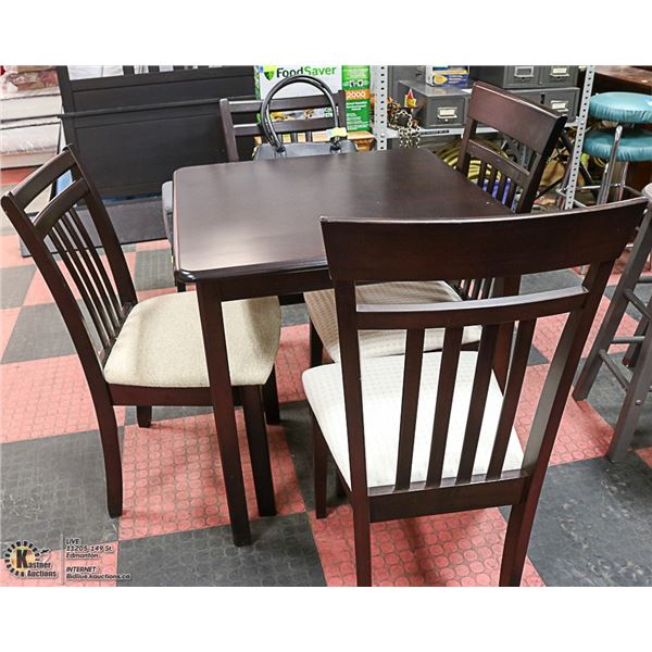 EZTIA DARK BROWN SOLID WOOD TABLE WITH 4 EZTIA