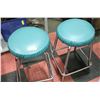 Image 1 : A PAIR OF UPHOLSTERED CHROME STOOL