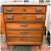 Image 1 : VINTAGE MID-CENTURY SOLID WOOD 5-DRAWER