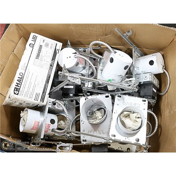 12 NEW HALO 4" POT LIGHT HOUSINGS + 30 TRIM RINGS