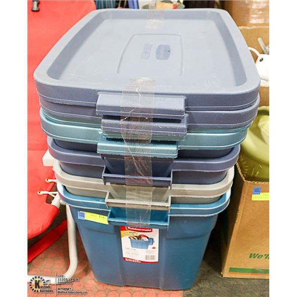 SET OF 4 RUBBERMAID ROUGHNECK STORAGE TOTES -