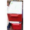 Image 1 : SET OF TWO RED AND WHITE COLEMAN COOLERS - 48