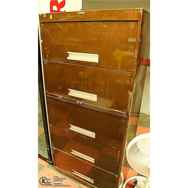 BROWN METAL FILING CABINET 5FT TALL
