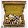 Image 1 : JEWELRY BOX BROWN WITH STUDS FULL OF JEWELRY