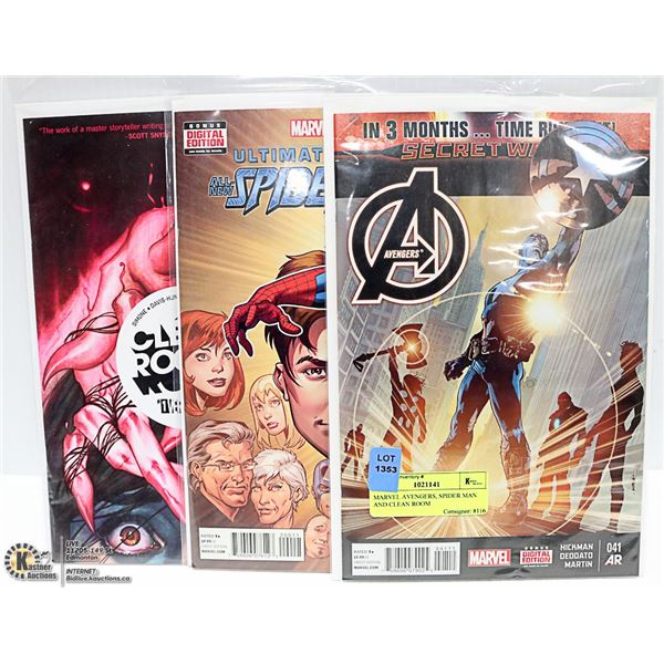 MARVEL AVENGERS, SPIDER MAN AND CLEAN ROOM