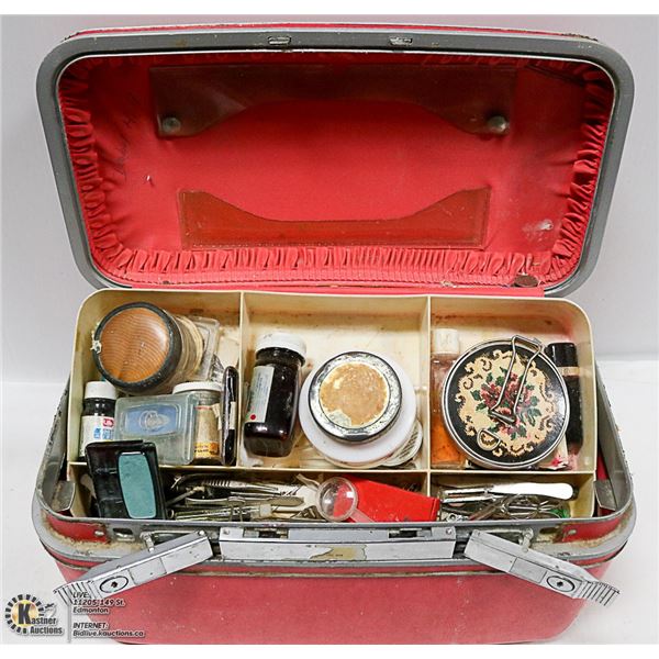 VINTAGE MAKE UP CASE WITH CONTENTS