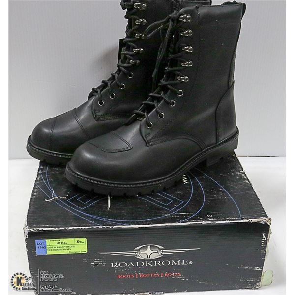 BRAND NEW ROAD CHROME LEATHER RIDING BOOTS